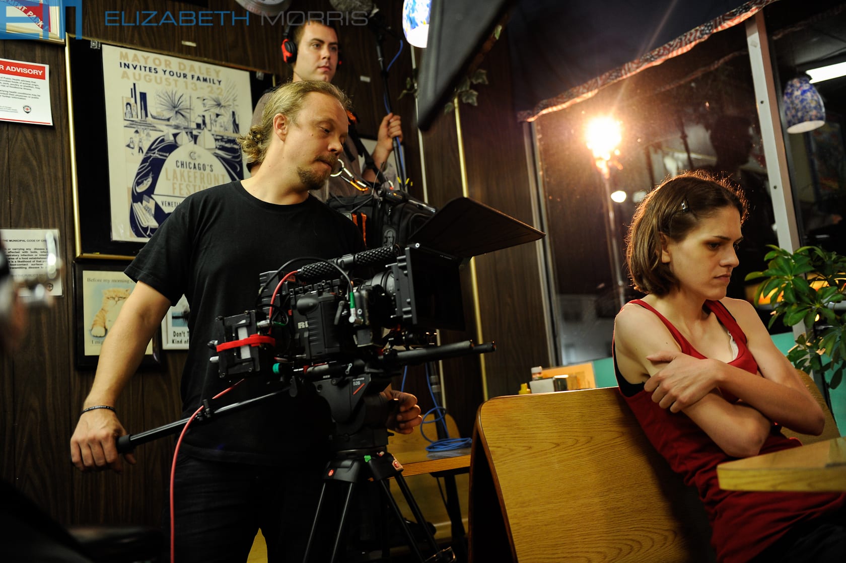 Jenny Strubin and Dylan Verrechia behind the scenes of The Alley Cat