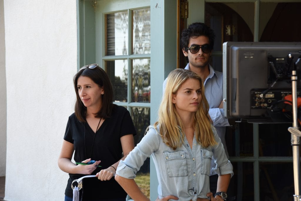 Script supervisor Hannah Dillon, director Annabel Graham, and editor Micah Levin behind the scenes.