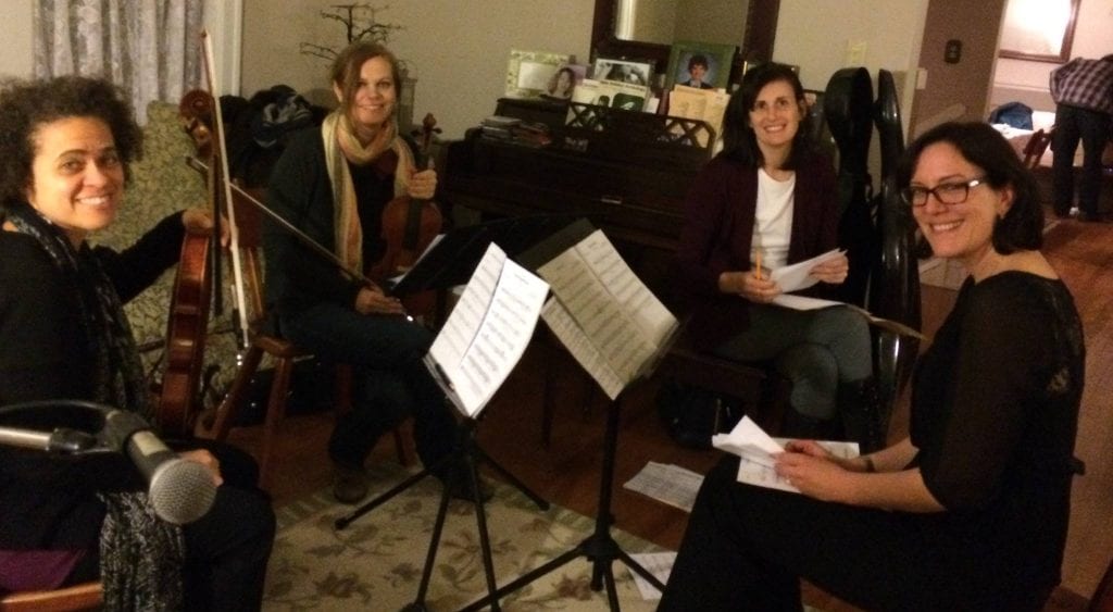 Working on an arrangement for singer-songwriter Jenny Bienemann with Quartet Parapluie.