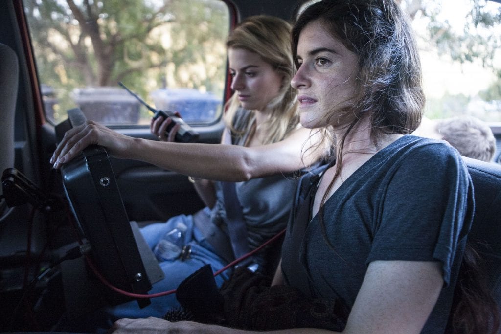 Writer and director Annabel Graham with producer Rachel Gray on set.